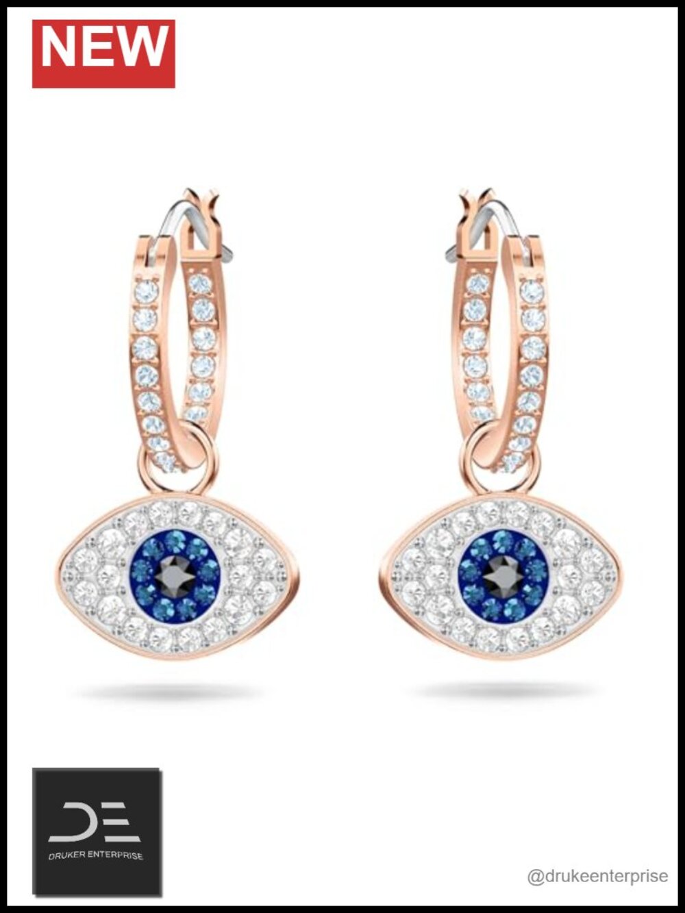 Swarovski Evil Eye Hoop Earrings Rose-Gold Tone Plated Crystal